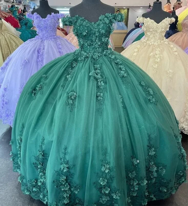 Unbeatable Prices Green Quinceanera Dresses 3D Flower Applique Vestidos De 15 Anos outfit Unbeatable Prices Green Quinceanera Dresses 3D Flower Applique Vestidos De 15 Anos outfit