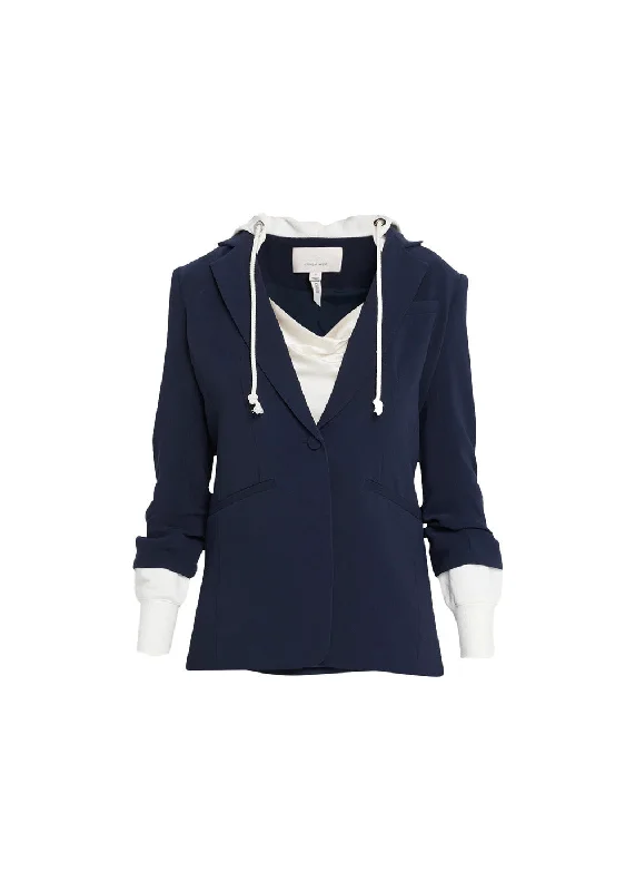 Cinq a Sept Hooded Khloe Jacket, Navy/Heather Grey