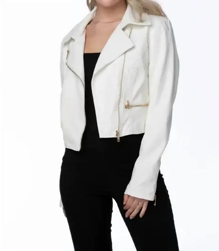 Fresh Fit Vegan Leather Jacket In White