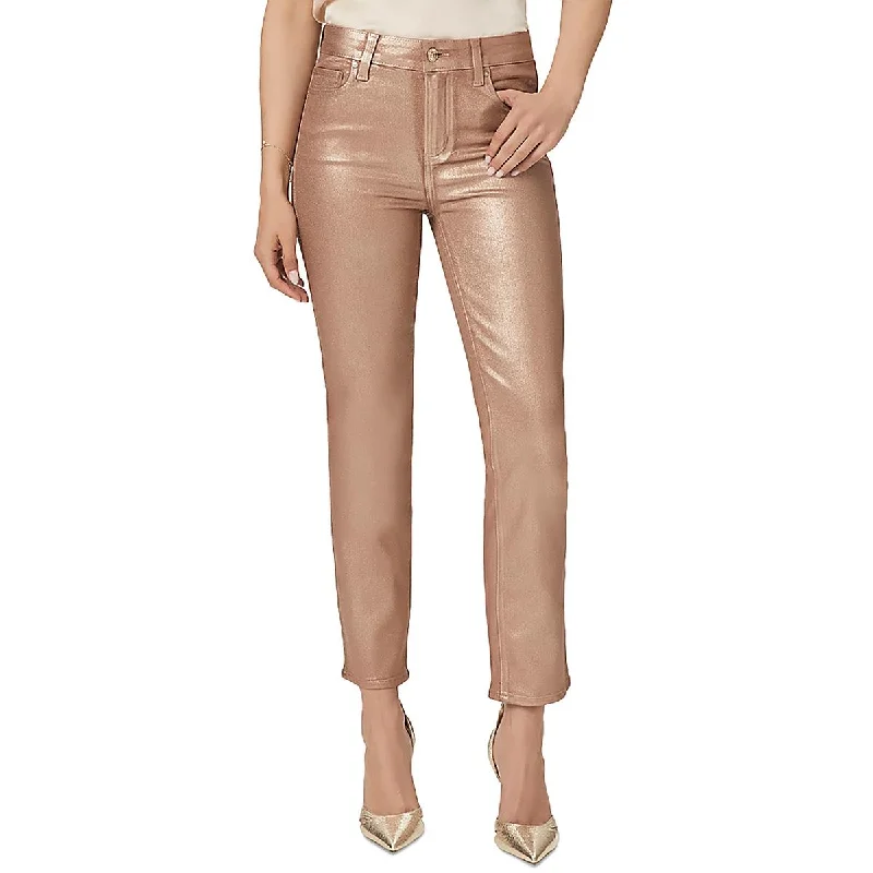 Cindy Womens Shimmer Coated Ankle Jeans