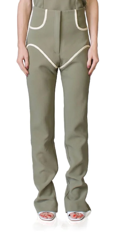 Cowboy Stovepipe Pants In Khaki & Cream