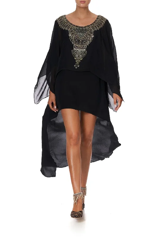 ROUND NECK SHORT LAYER KAFTAN BLACK