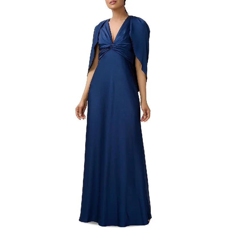 Aidan Mattox Womens Cape Sleeve Maxi Evening Dress