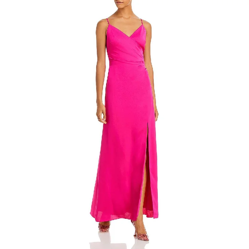 Aqua Womens Tie Back Split Hem Maxi Dress