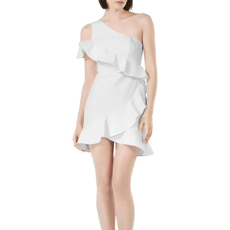 BCBGMAXAZRIA Womens Ruffled Mini Cocktail and Party Dress