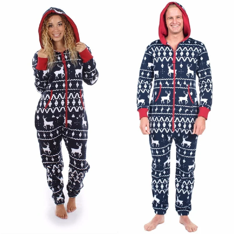 His/Her Christmas Hooded Onesies Jumpsuit