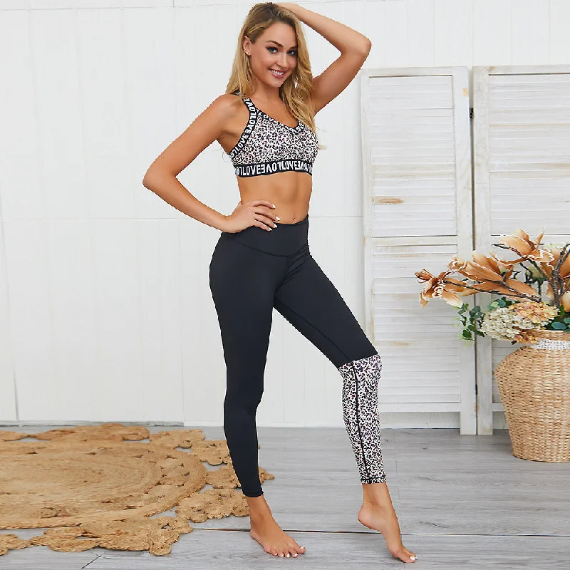 Leopard print yoga suit