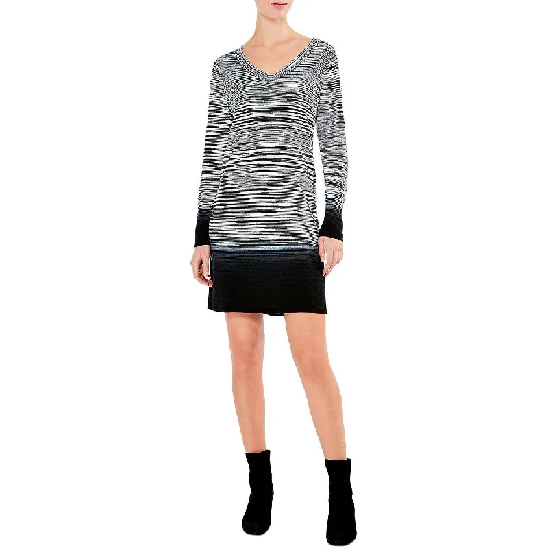 Nic + Zoe Womens Striped Knee Sweaterdress