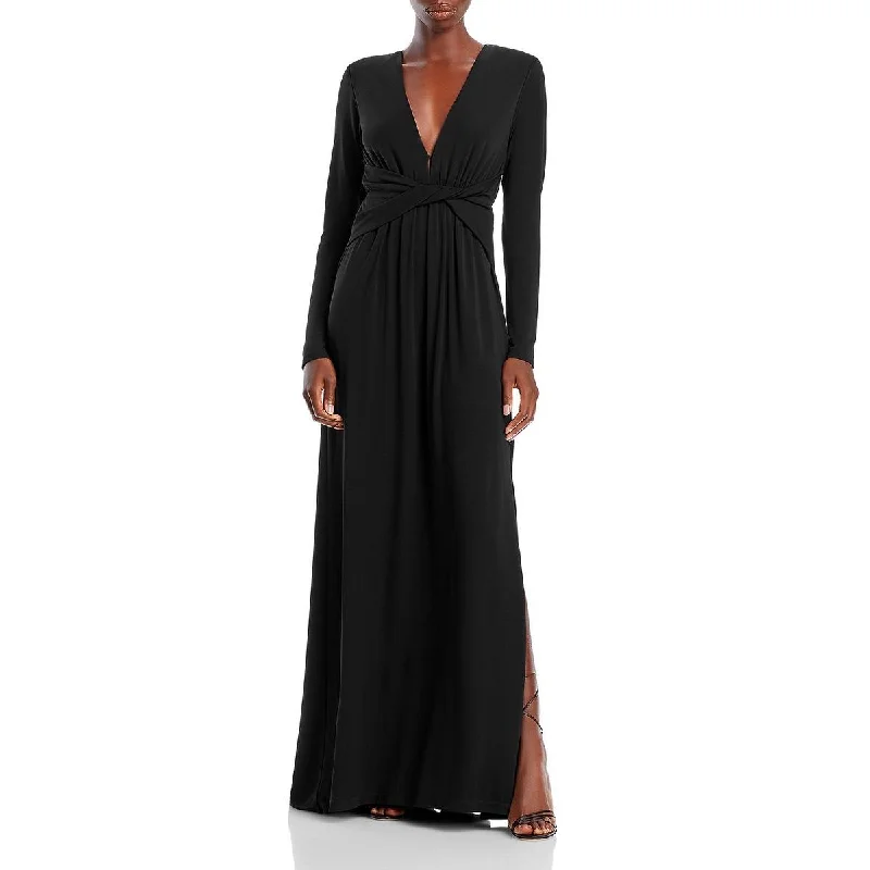 Ramy Brook Womens Plunging Gathered Evening Dress